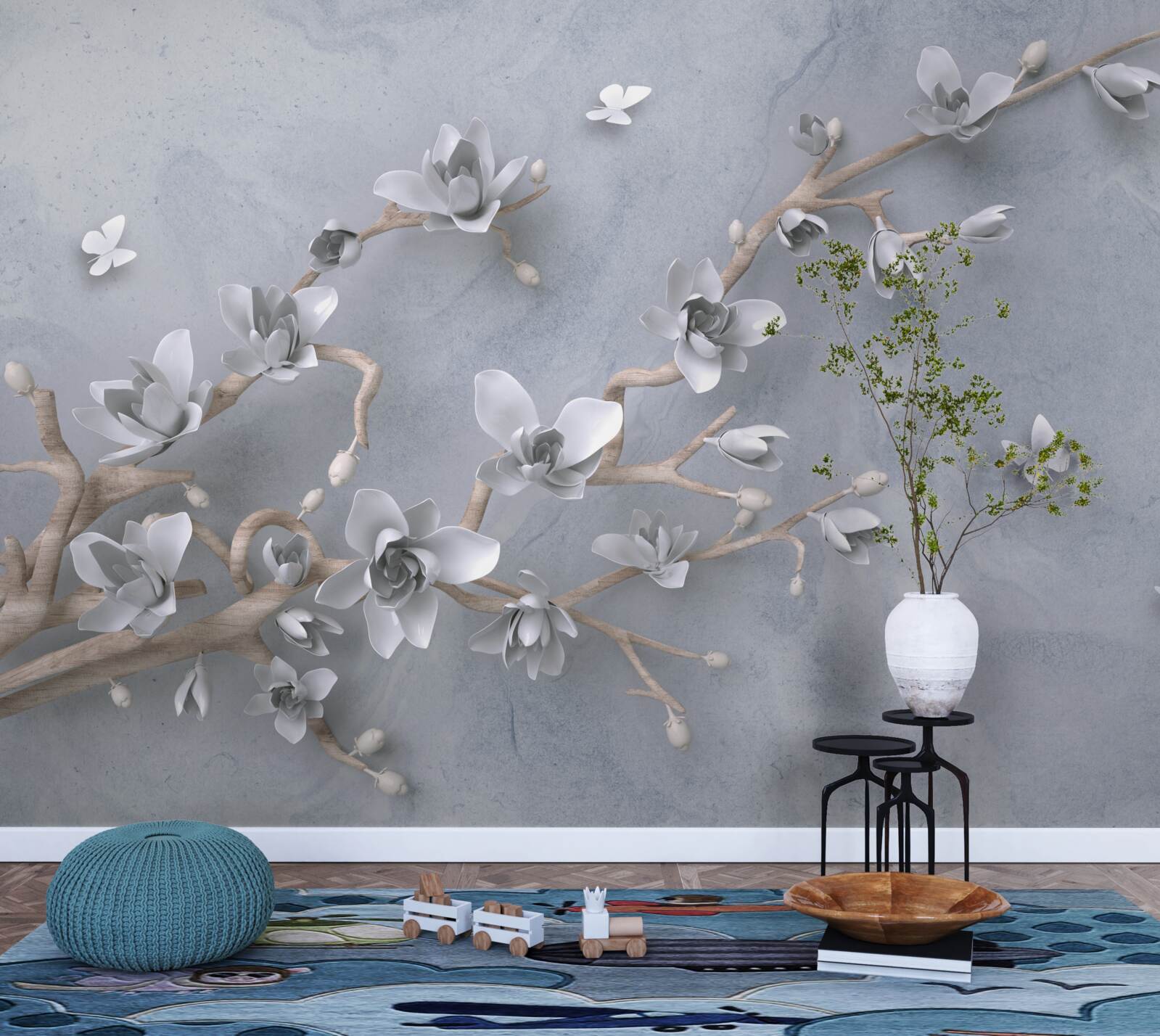 Fototapeta konárik zdobený púčikmi