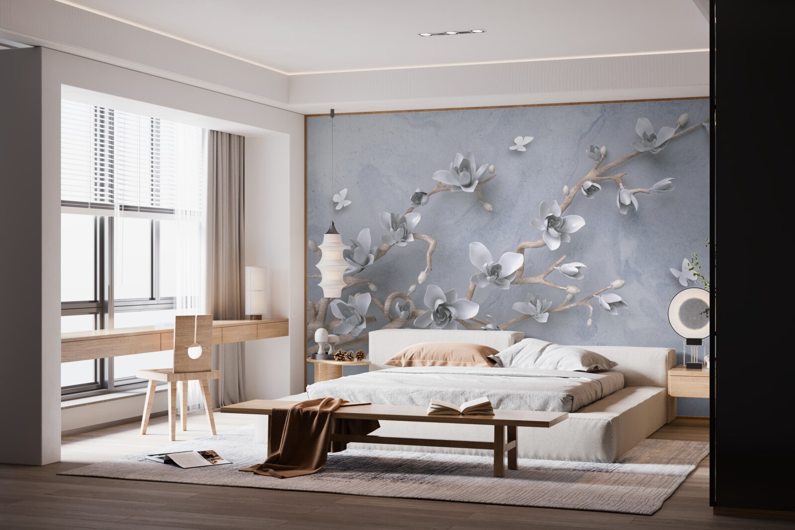 Fototapeta konárik zdobený púčikmi