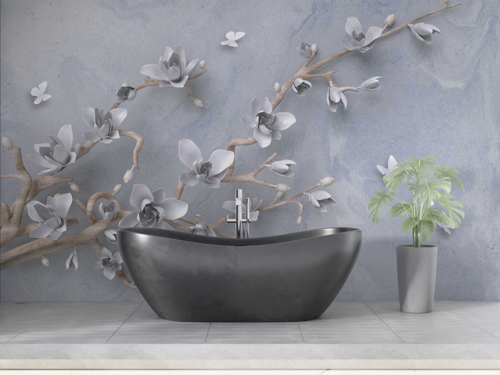 Fototapeta konárik zdobený púčikmi