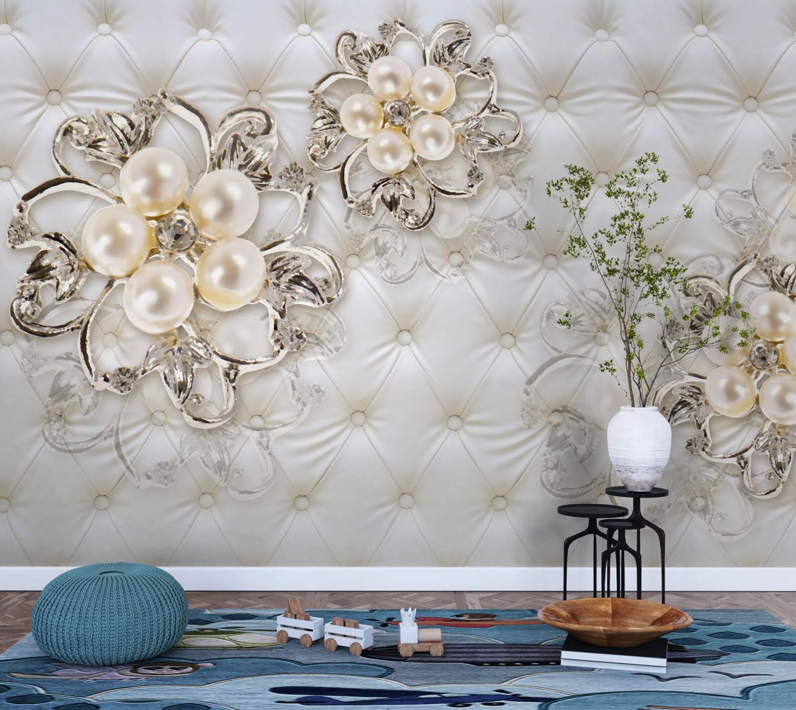 Fototapeta čalúnenie s kvetinovým vzorom