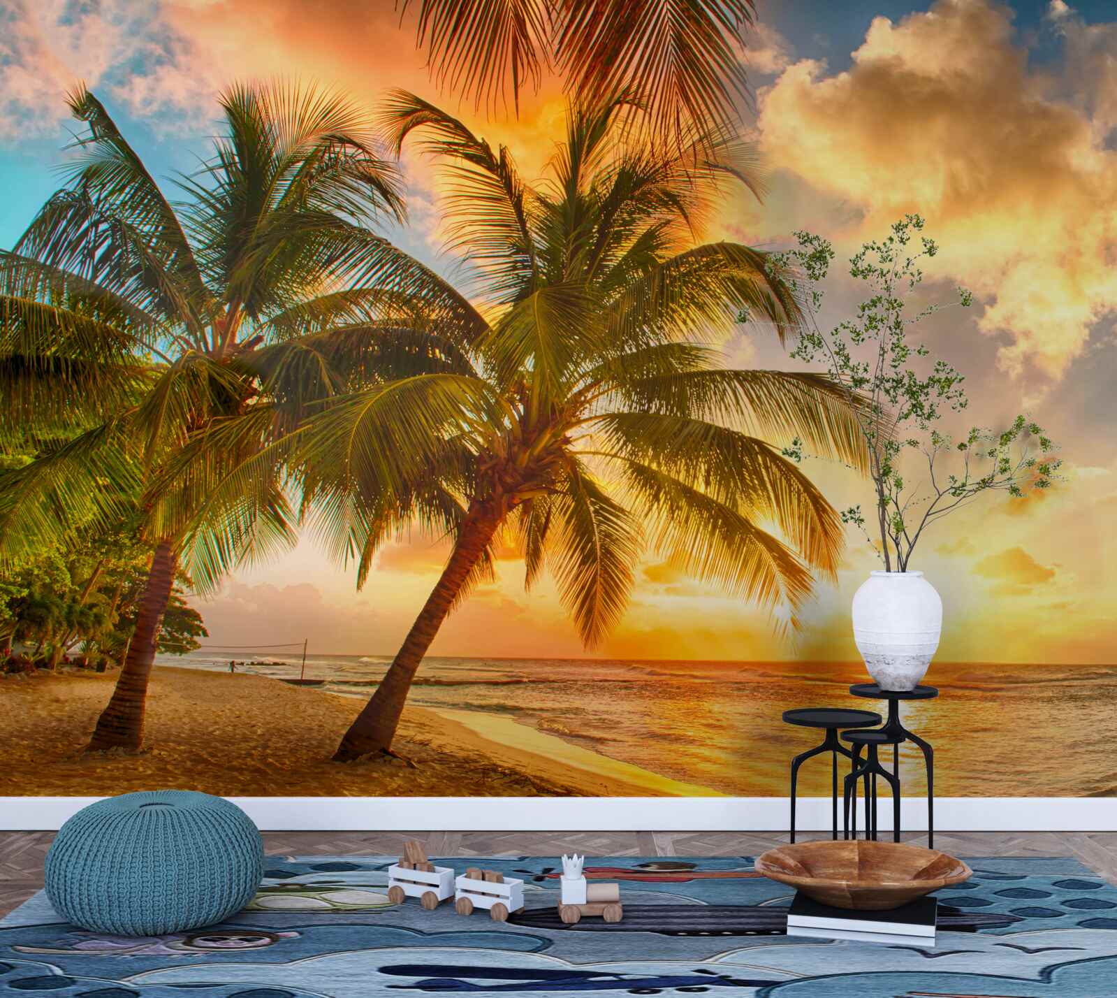 Fototapeta slnko zapadá nad oceánom