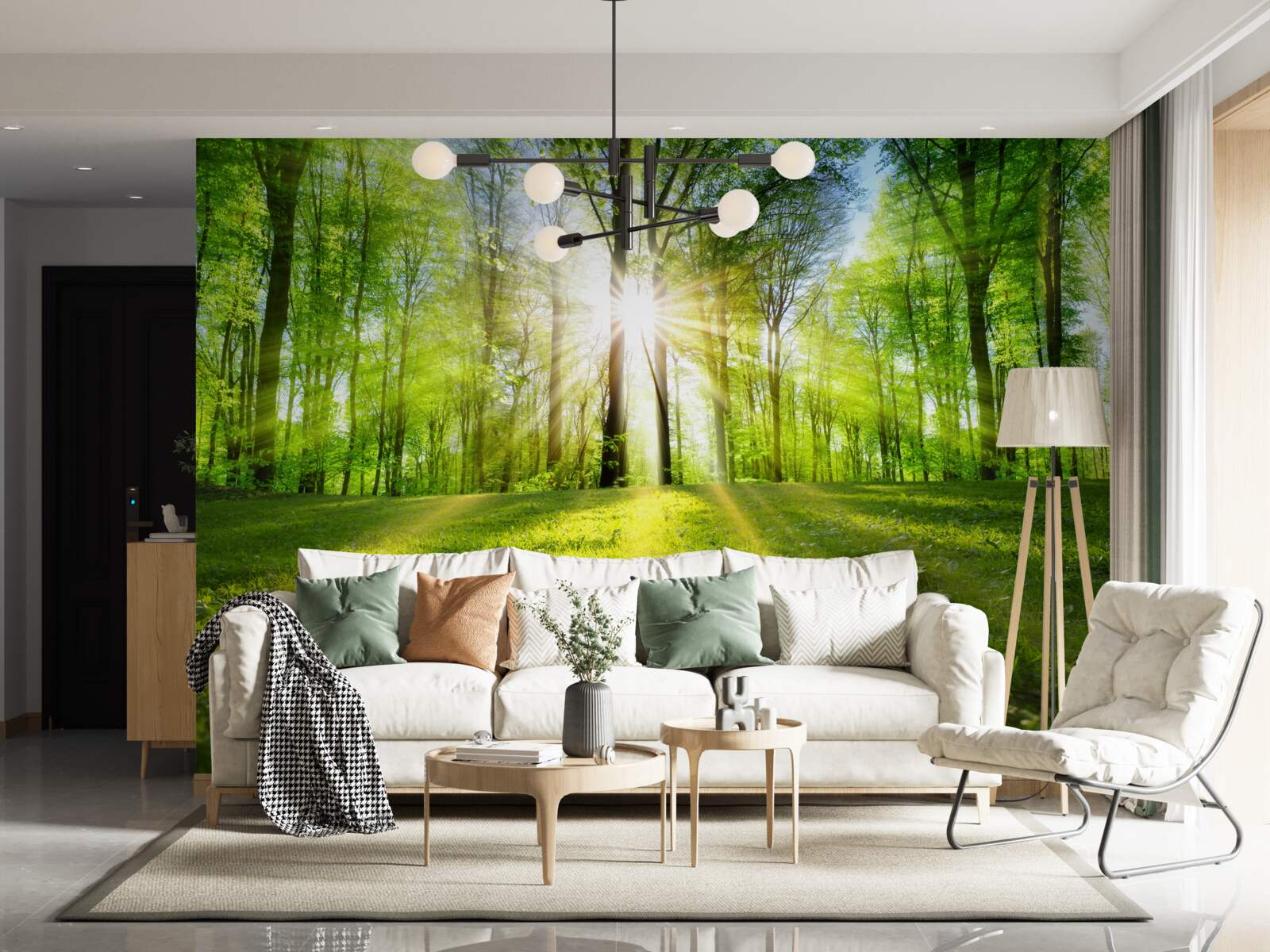 Fototapeta slnečné lúče prenikajú cez stromy