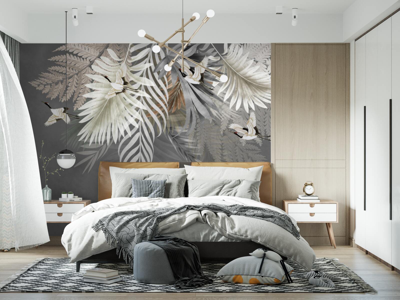 Fototapeta listy a vtáky