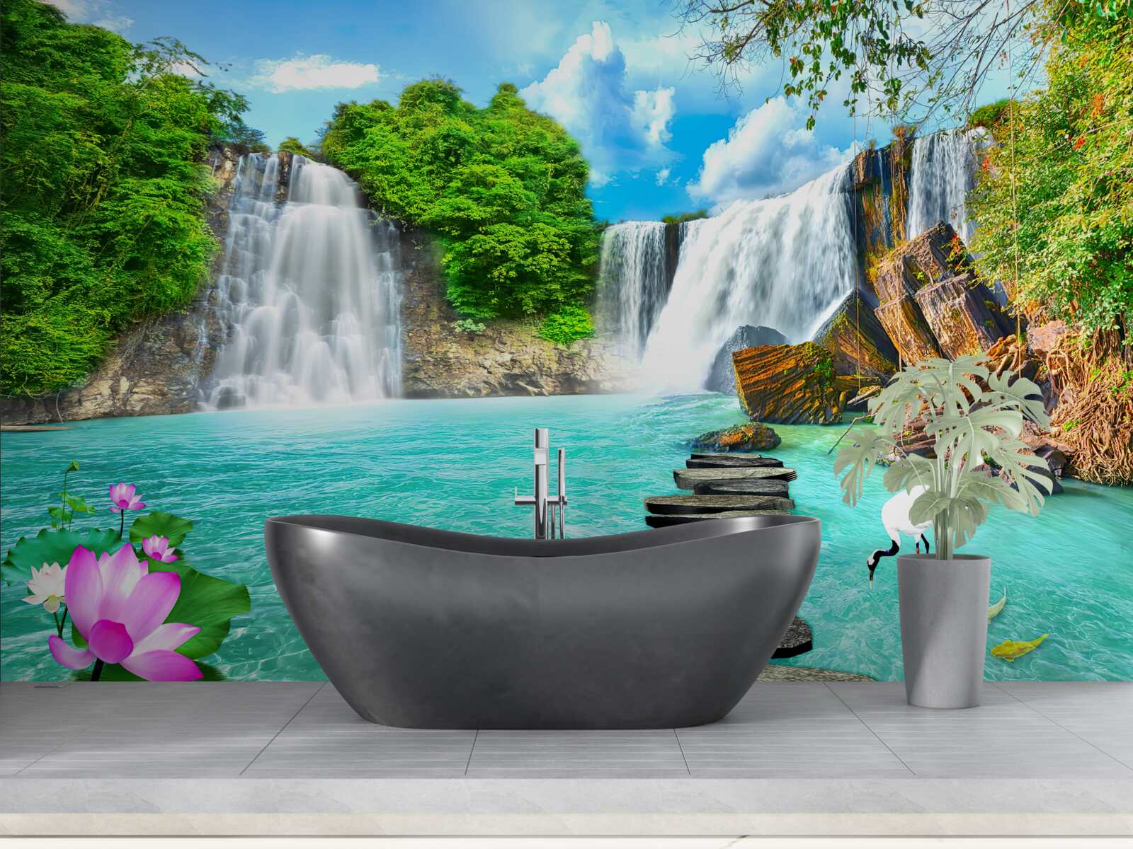 Fototapeta lesný vodopád