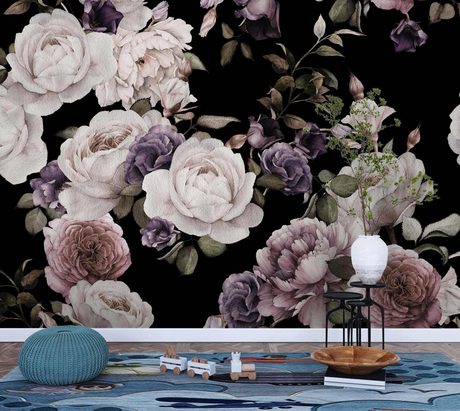 Fototapeta tmavé pozadie zdobia pivonky