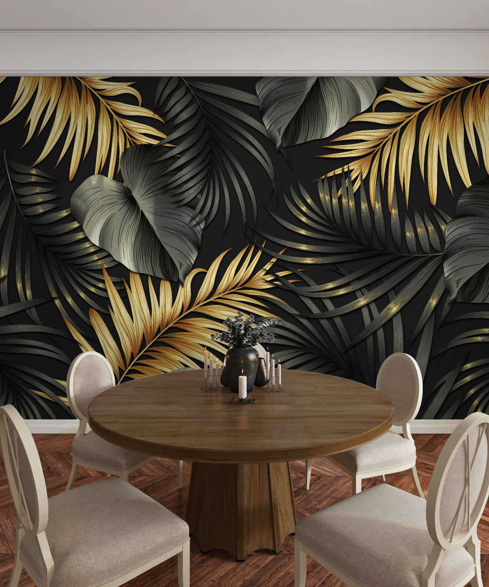 Fototapeta konáre posiate zelenými listami