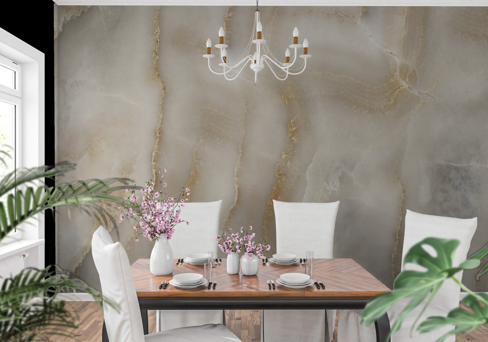 Fototapeta Stena zdobená béžovým mramorom