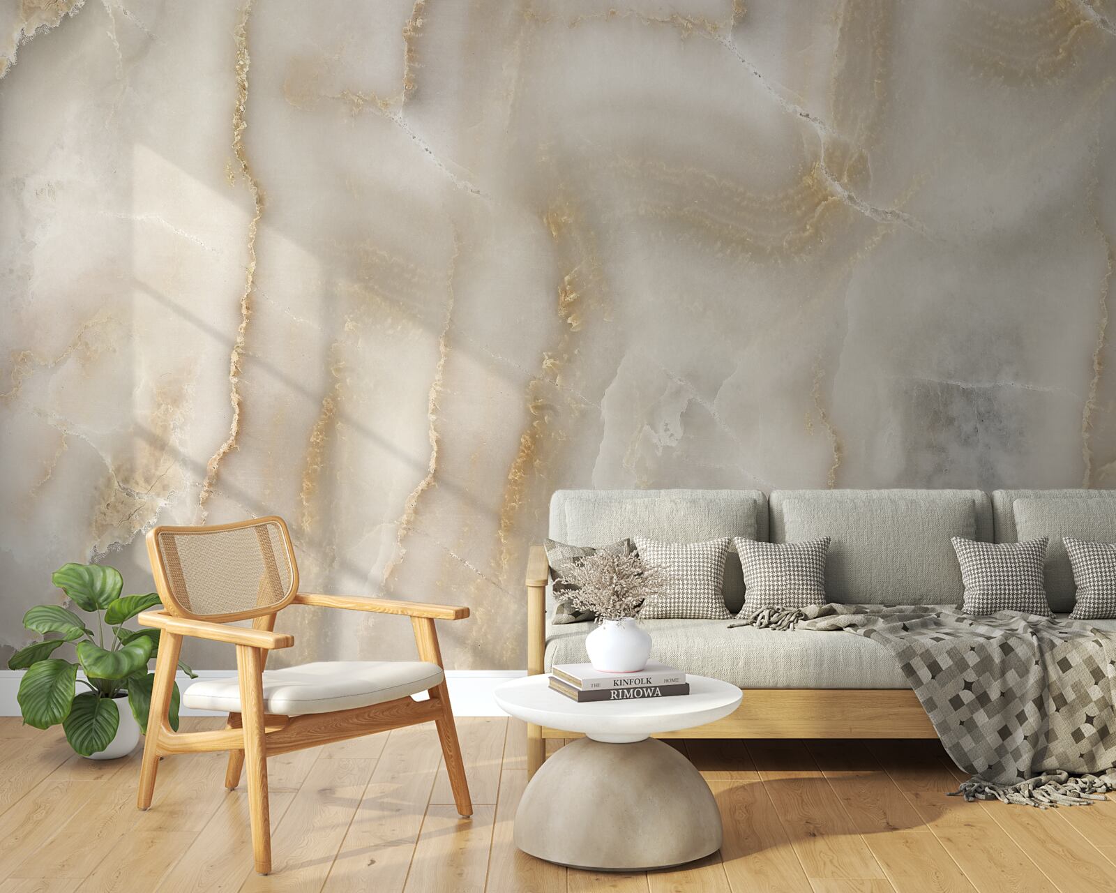 Fototapeta Stena zdobená béžovým mramorom