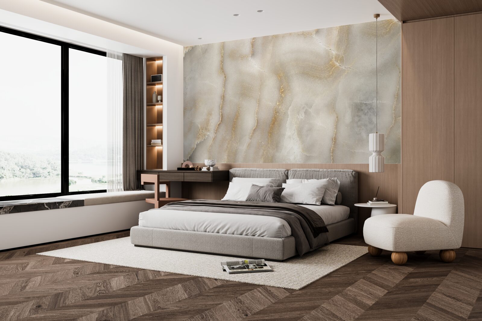 Fototapeta Stena zdobená béžovým mramorom