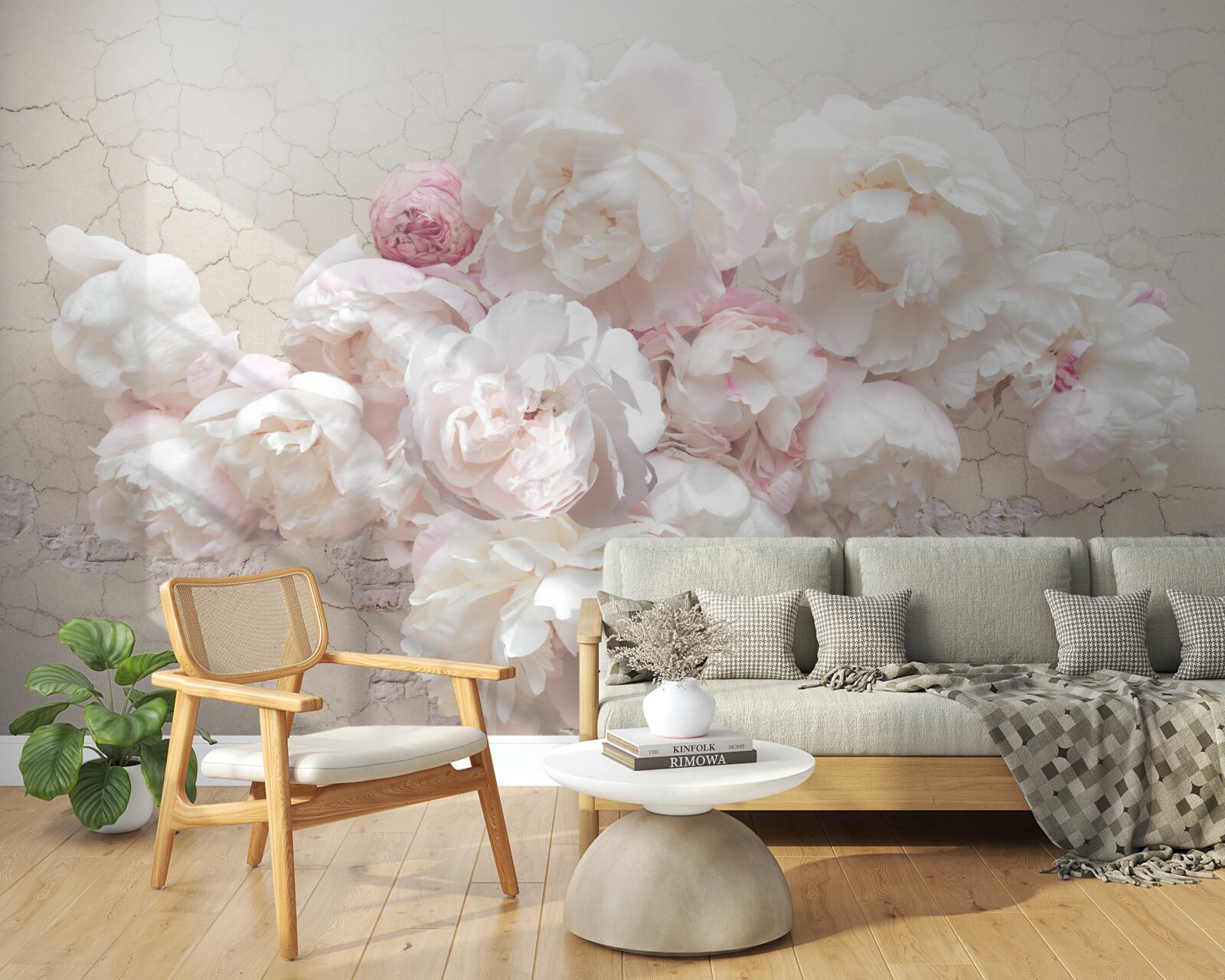 Fototapeta Snehobiele pivonky, nežne hladkajúce