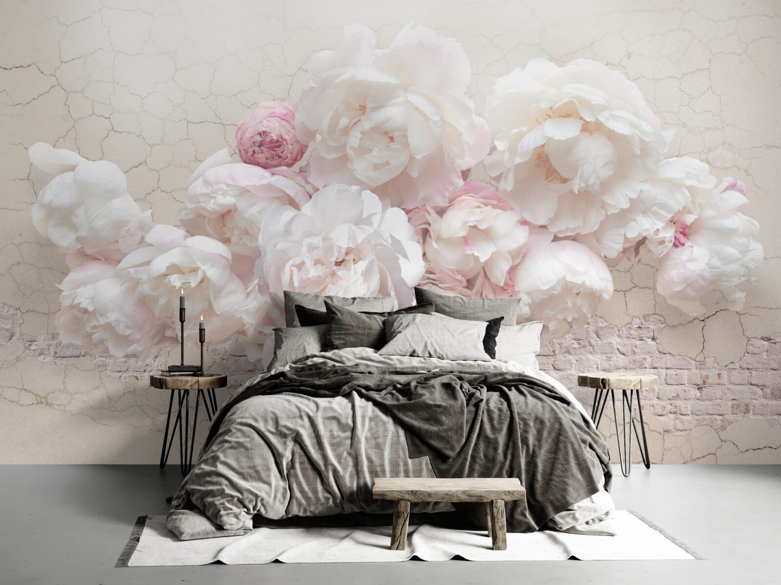 Fototapeta Snehobiele pivonky, nežne hladkajúce