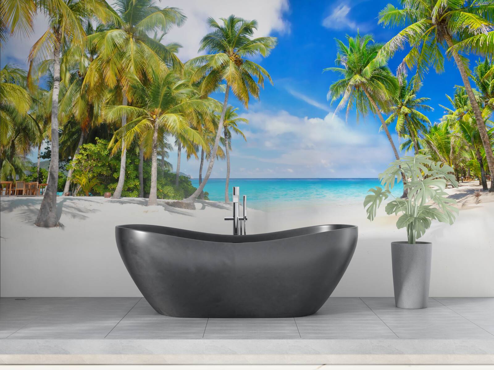 Fototapeta pláž posiata palmami