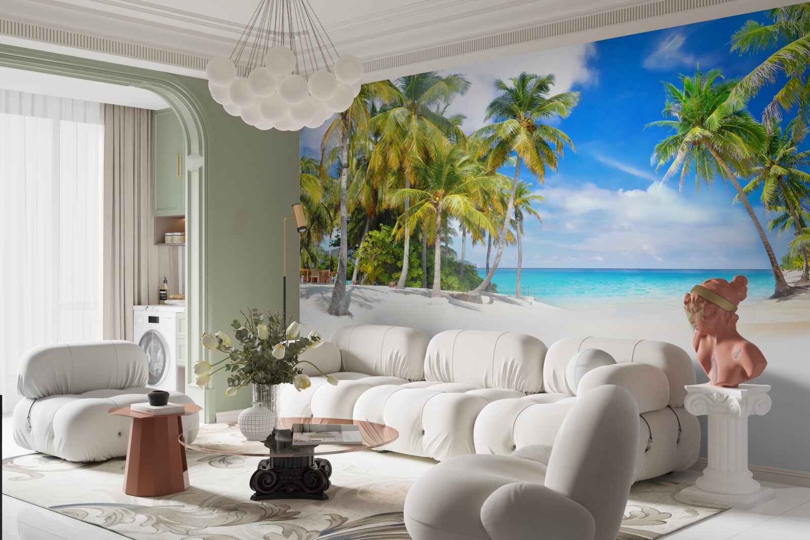 Fototapeta pláž posiata palmami