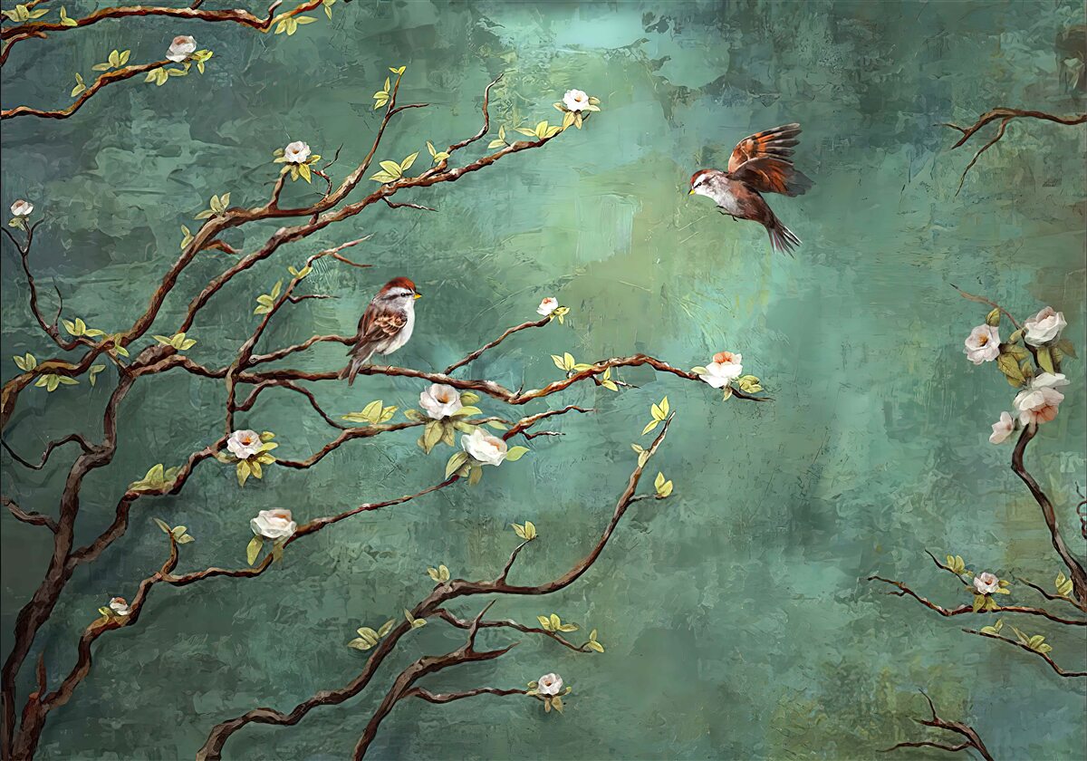 Fototapeta konáre sú posiate vtákmi