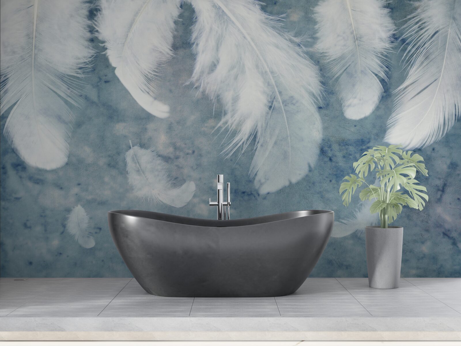 Fototapeta modré pozadie zvýrazňuje pierko