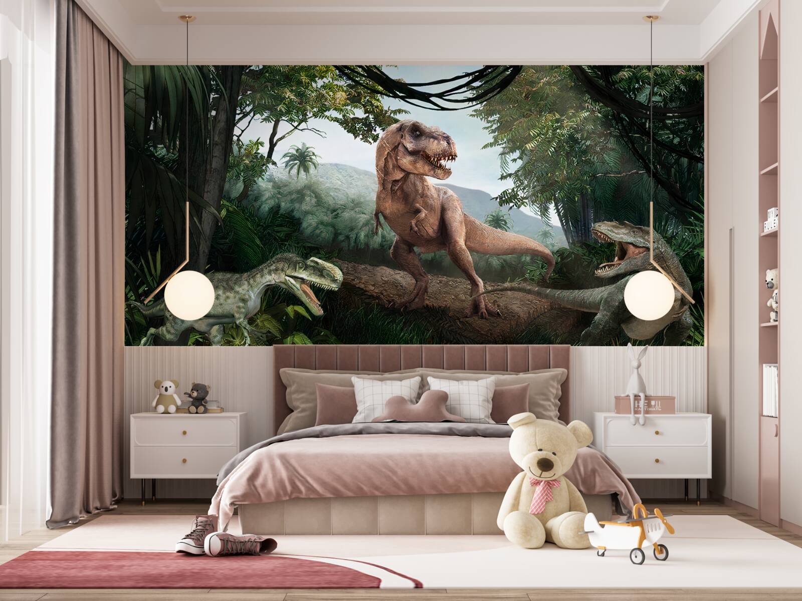 Fototapeta velociraptor, úsvit a praveký jašter