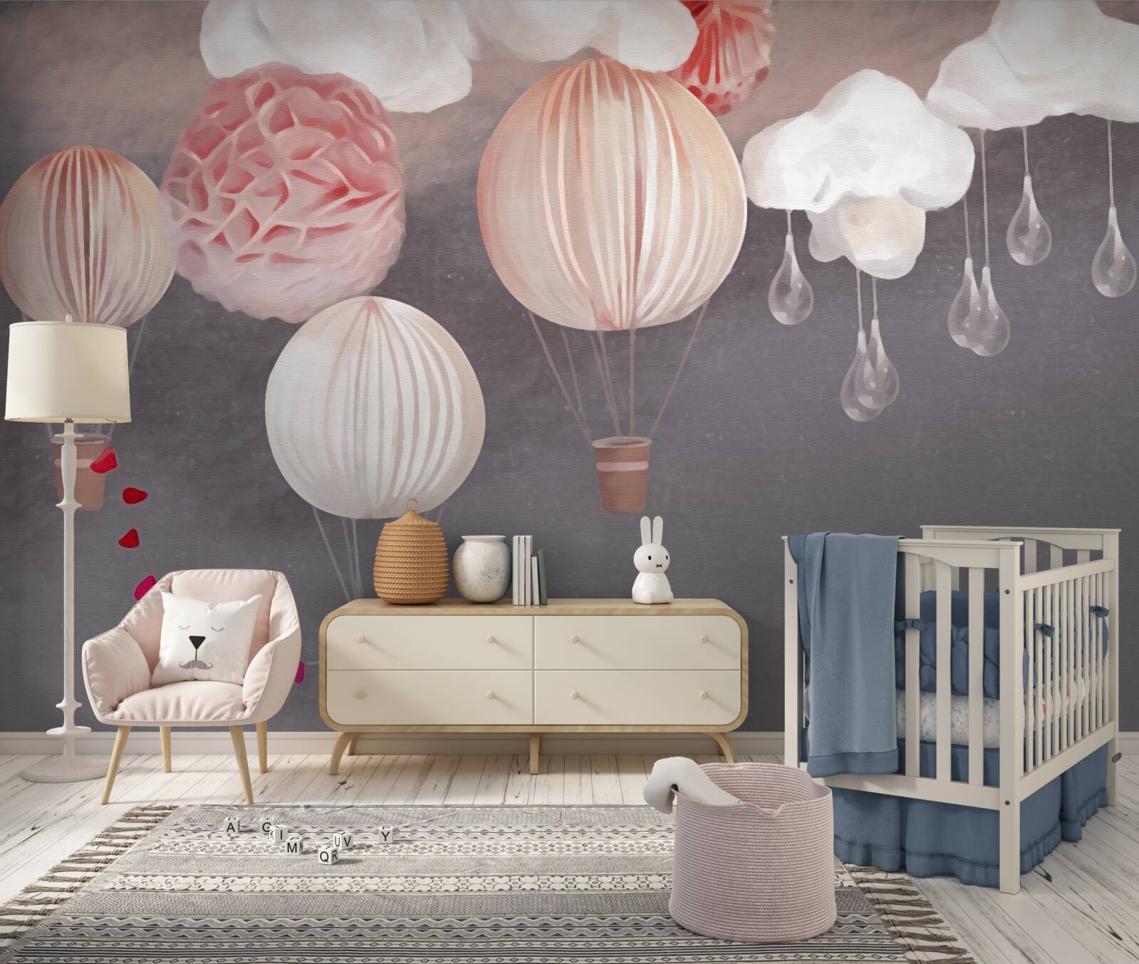 Fototapeta gule v ružových košíkoch