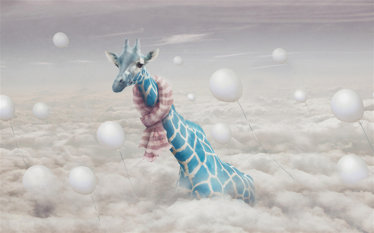 Fototapeta modrá žirafa