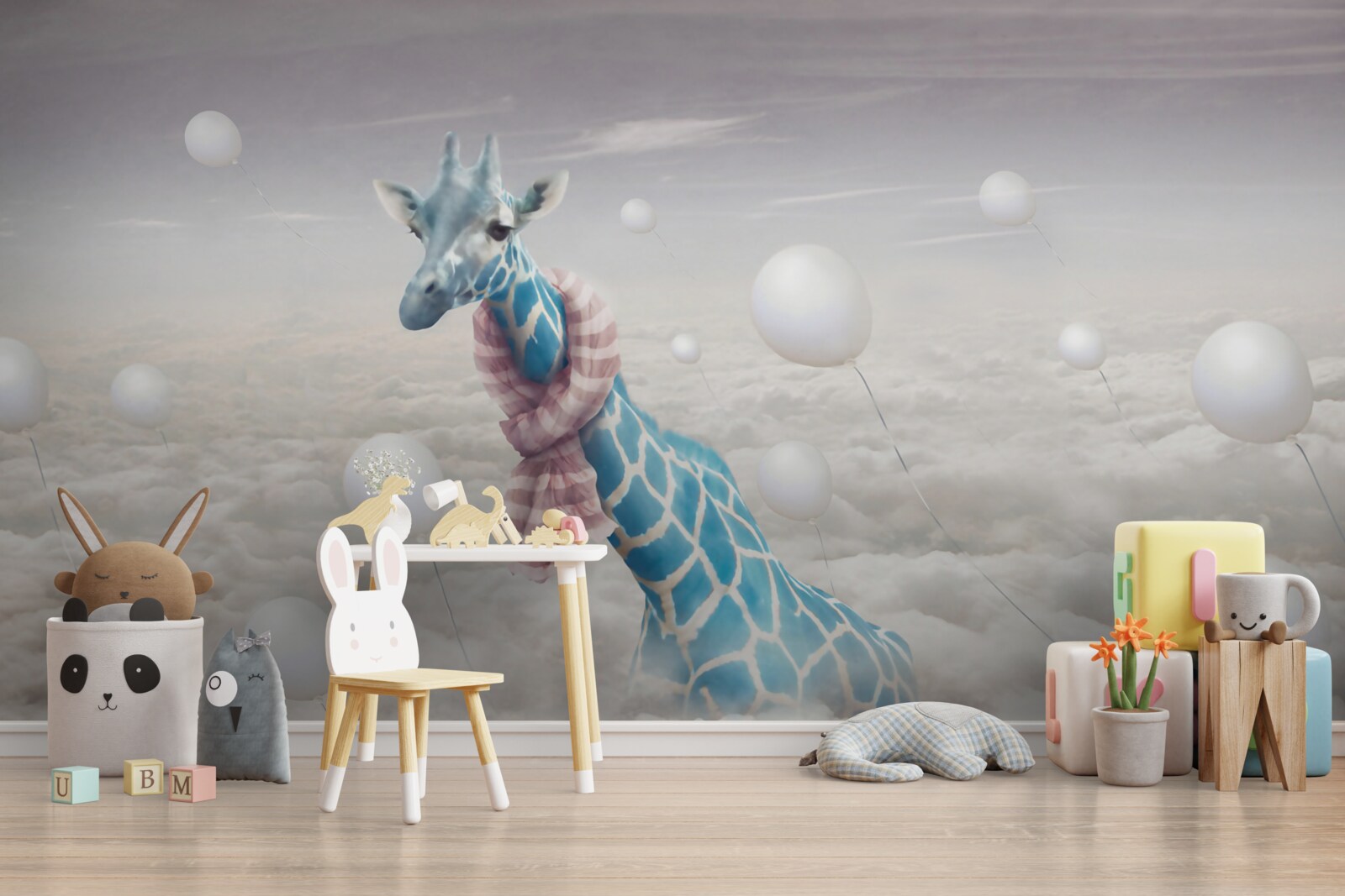 Fototapeta modrá žirafa