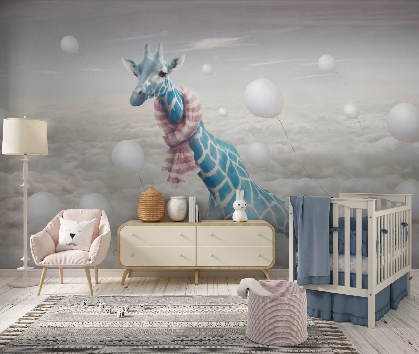 Fototapeta modrá žirafa