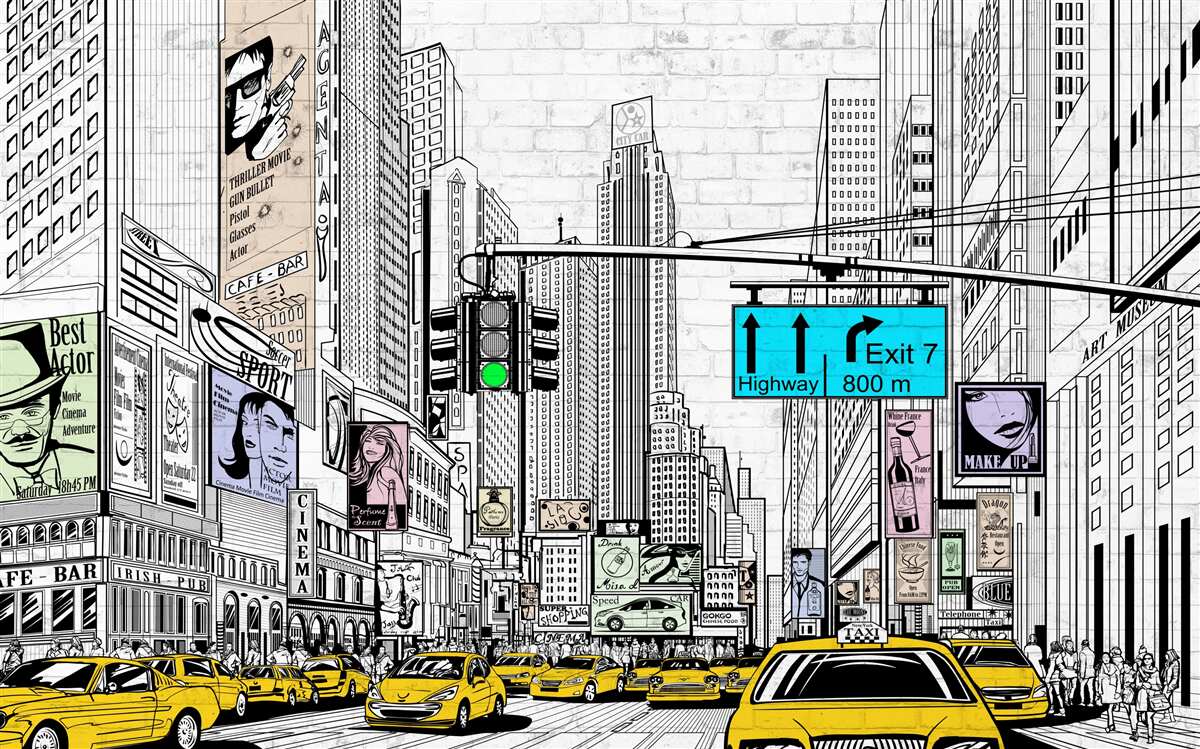 Fototapeta megamestá a obývané oblasti sú označené žltou farbou