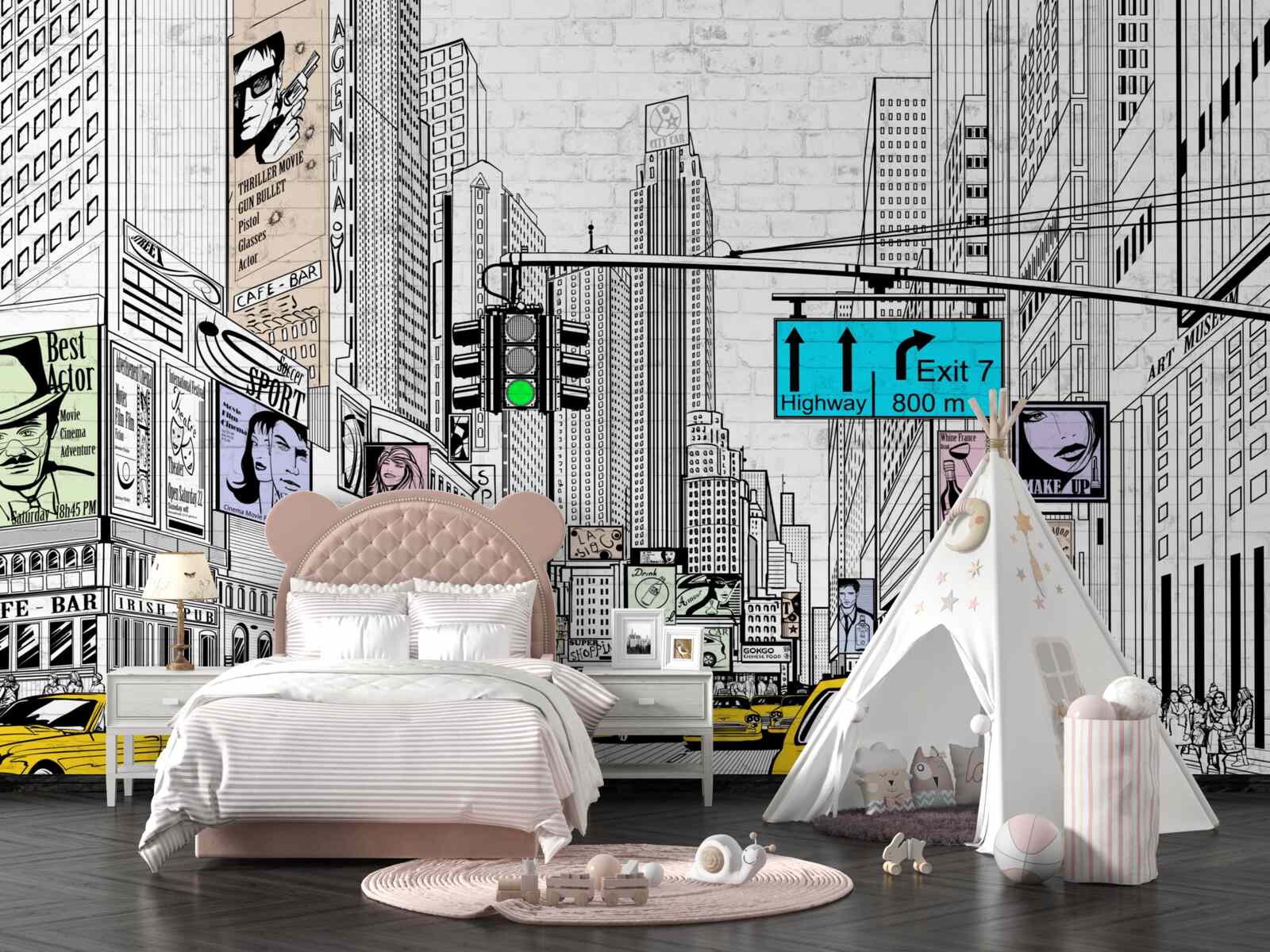 Fototapeta megamestá a obývané oblasti sú označené žltou farbou