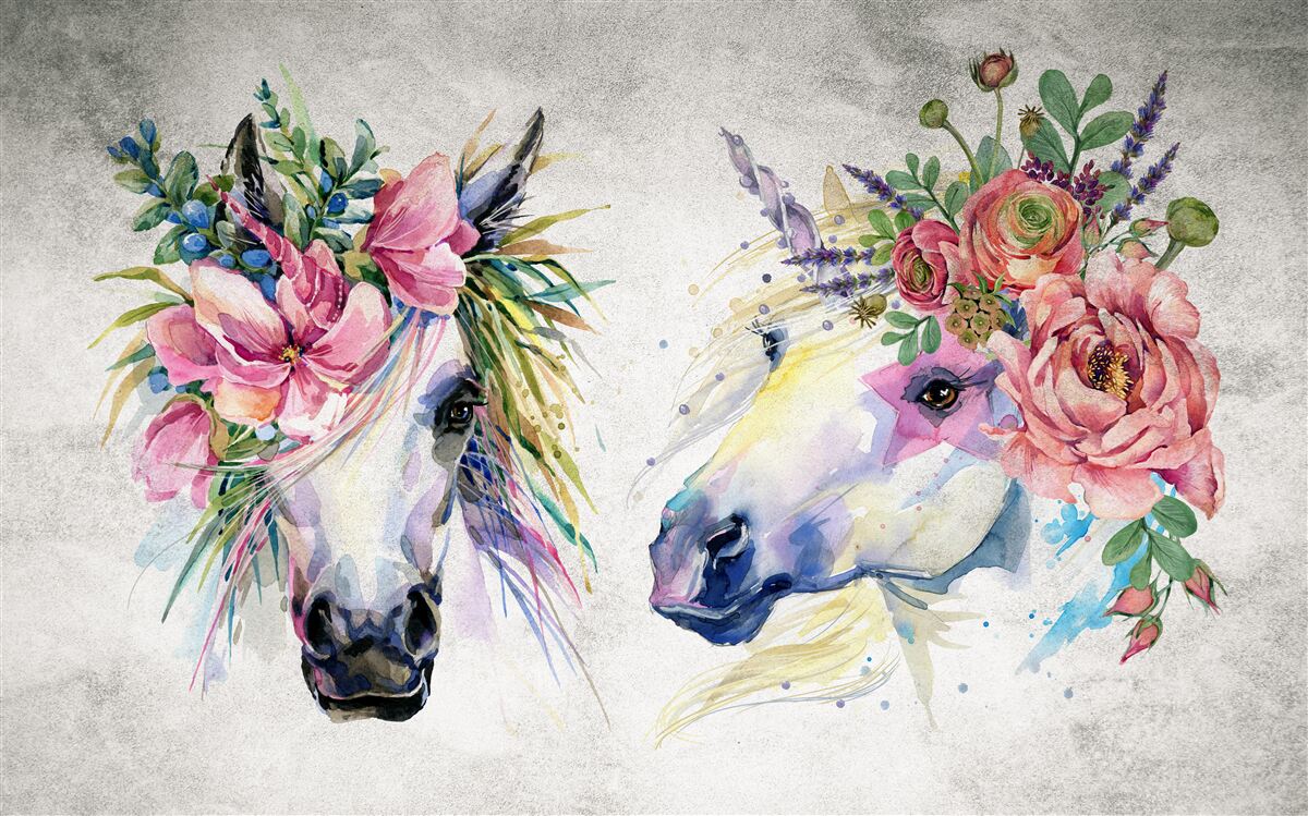 Fototapeta kvety, akvarelové farby a písacie potreby