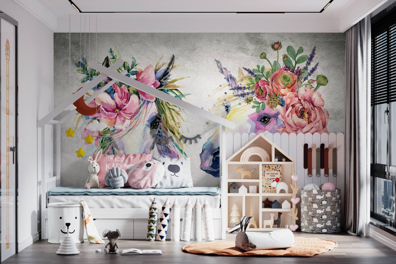 Fototapeta kvety, akvarelové farby a písacie potreby