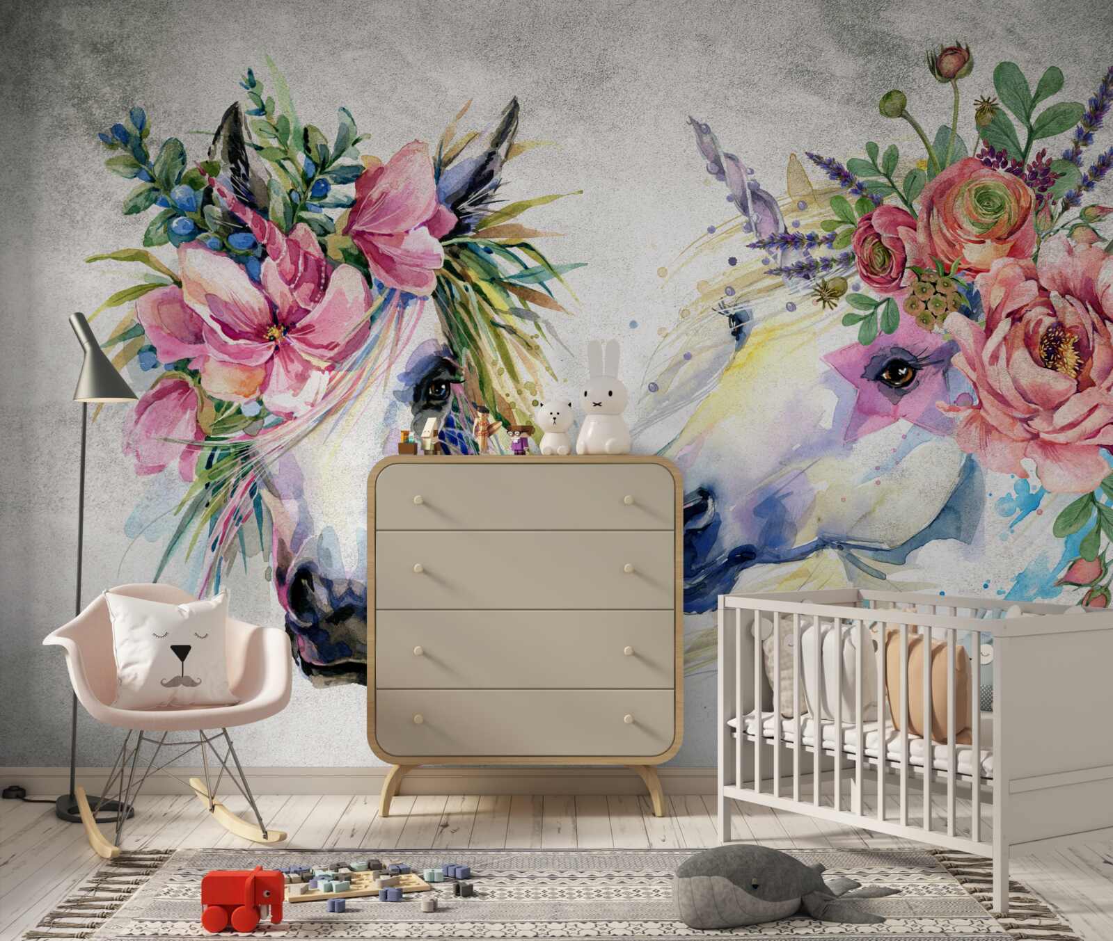 Fototapeta kvety, akvarelové farby a písacie potreby