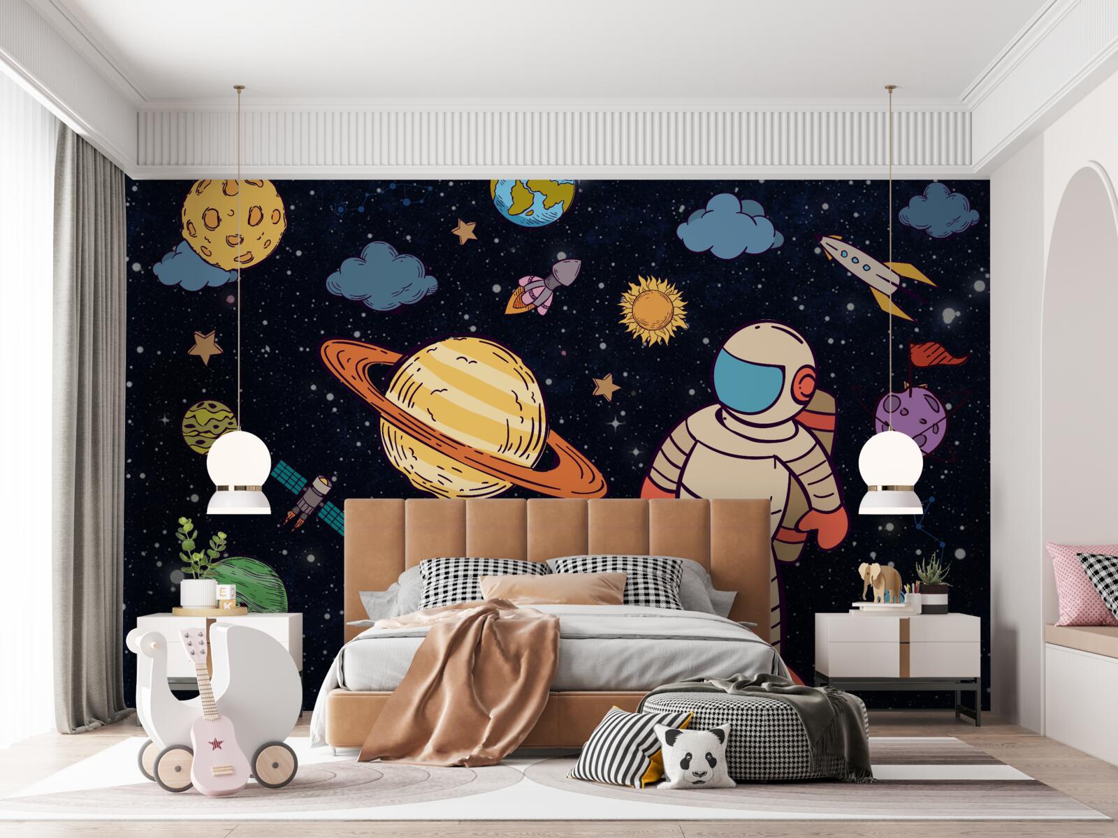 Fototapeta astronaut medzi nebeskými telesami