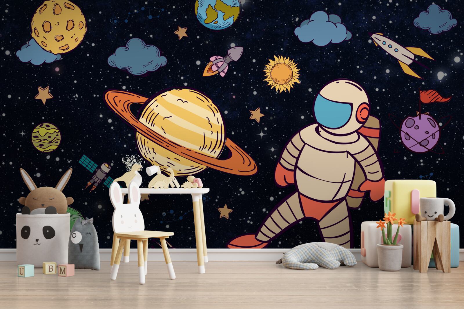 Fototapeta astronaut medzi nebeskými telesami