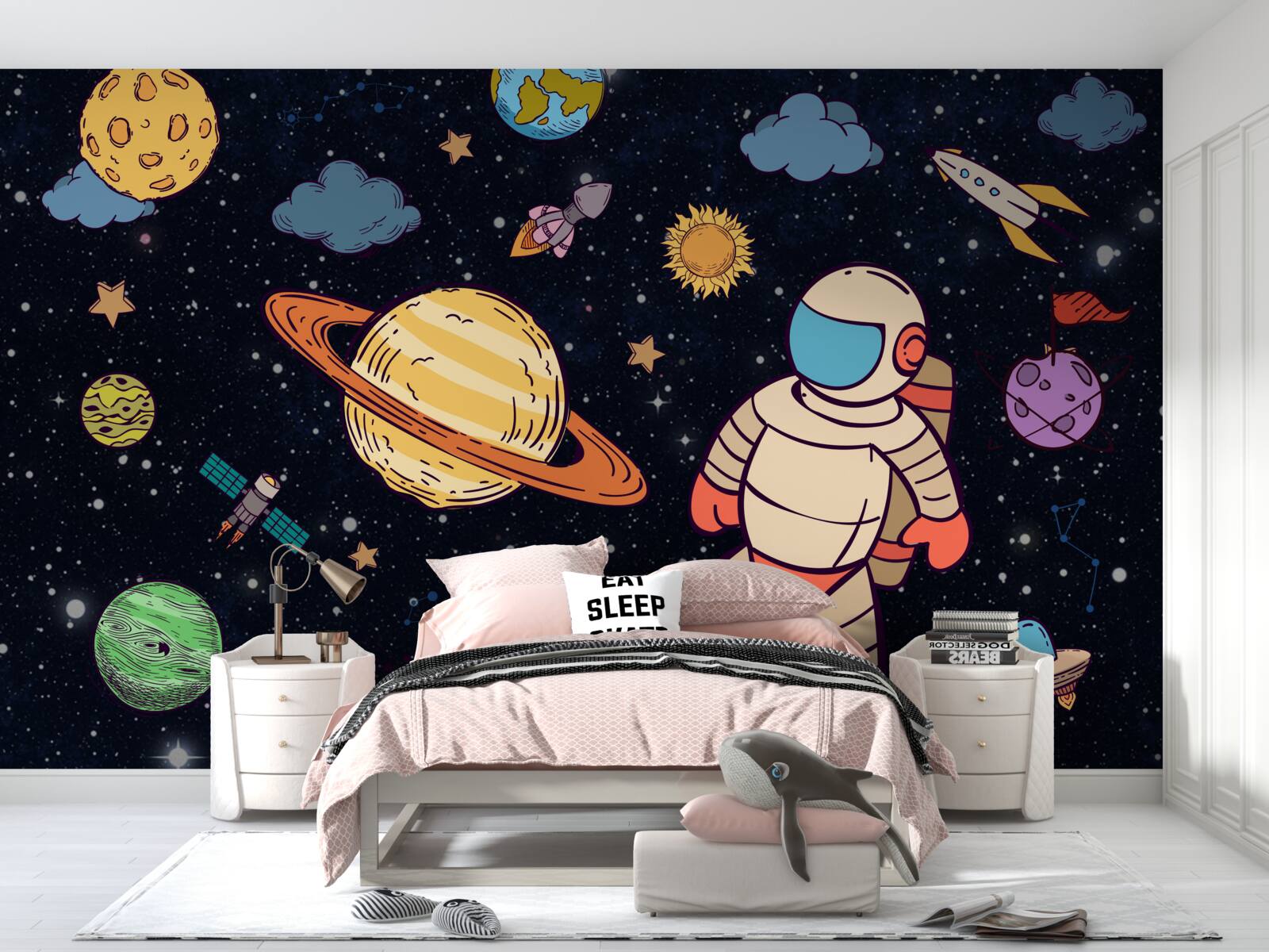 Fototapeta astronaut medzi nebeskými telesami