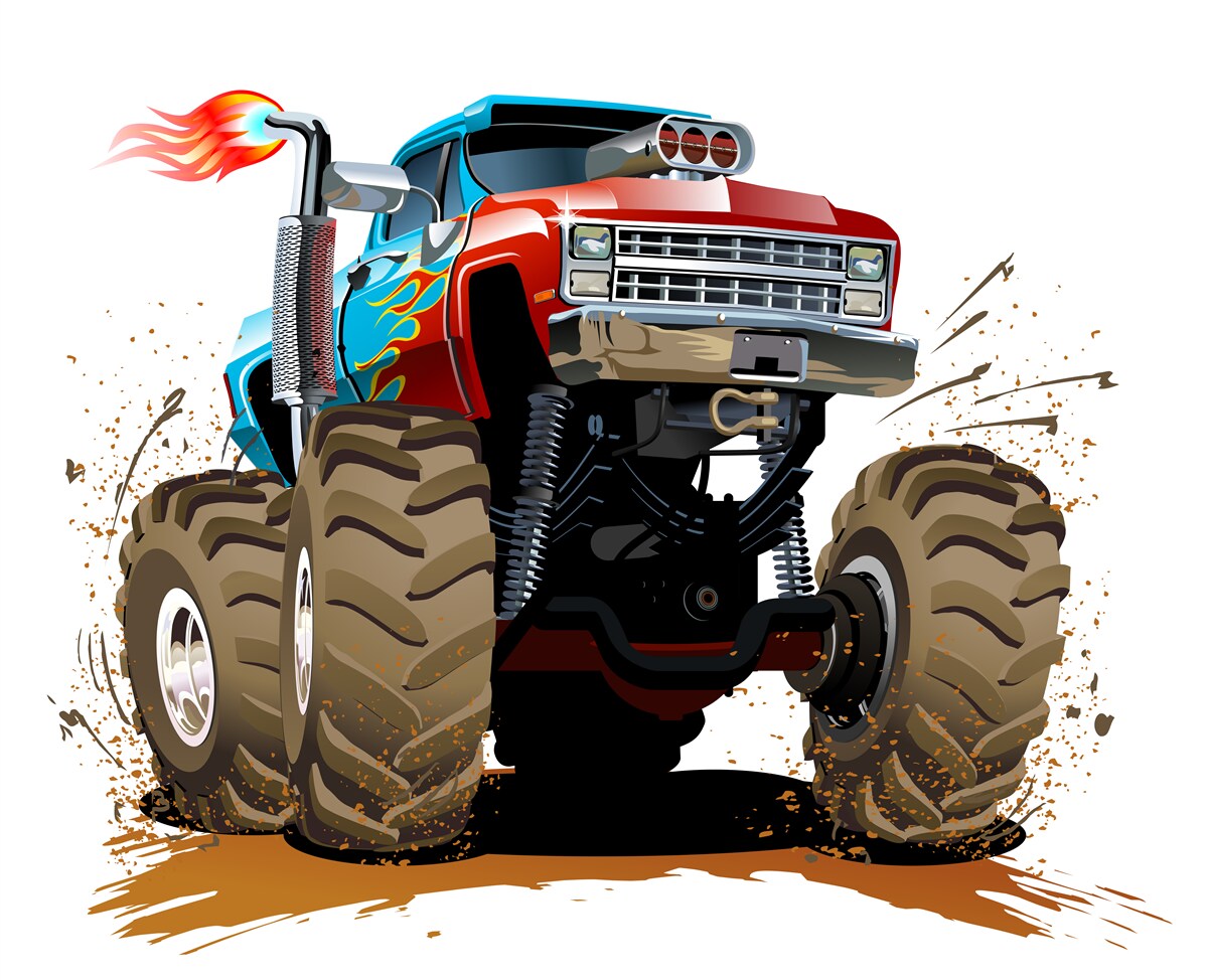 Fototapeta vozidlo, ktoré sa pohybuje po zemi, obrovský pickup a dopravný prostriedok