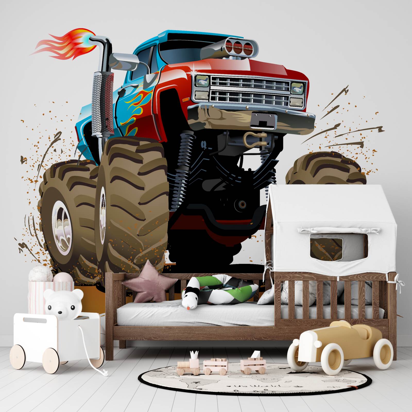 Fototapeta vozidlo, ktoré sa pohybuje po zemi, obrovský pickup a dopravný prostriedok