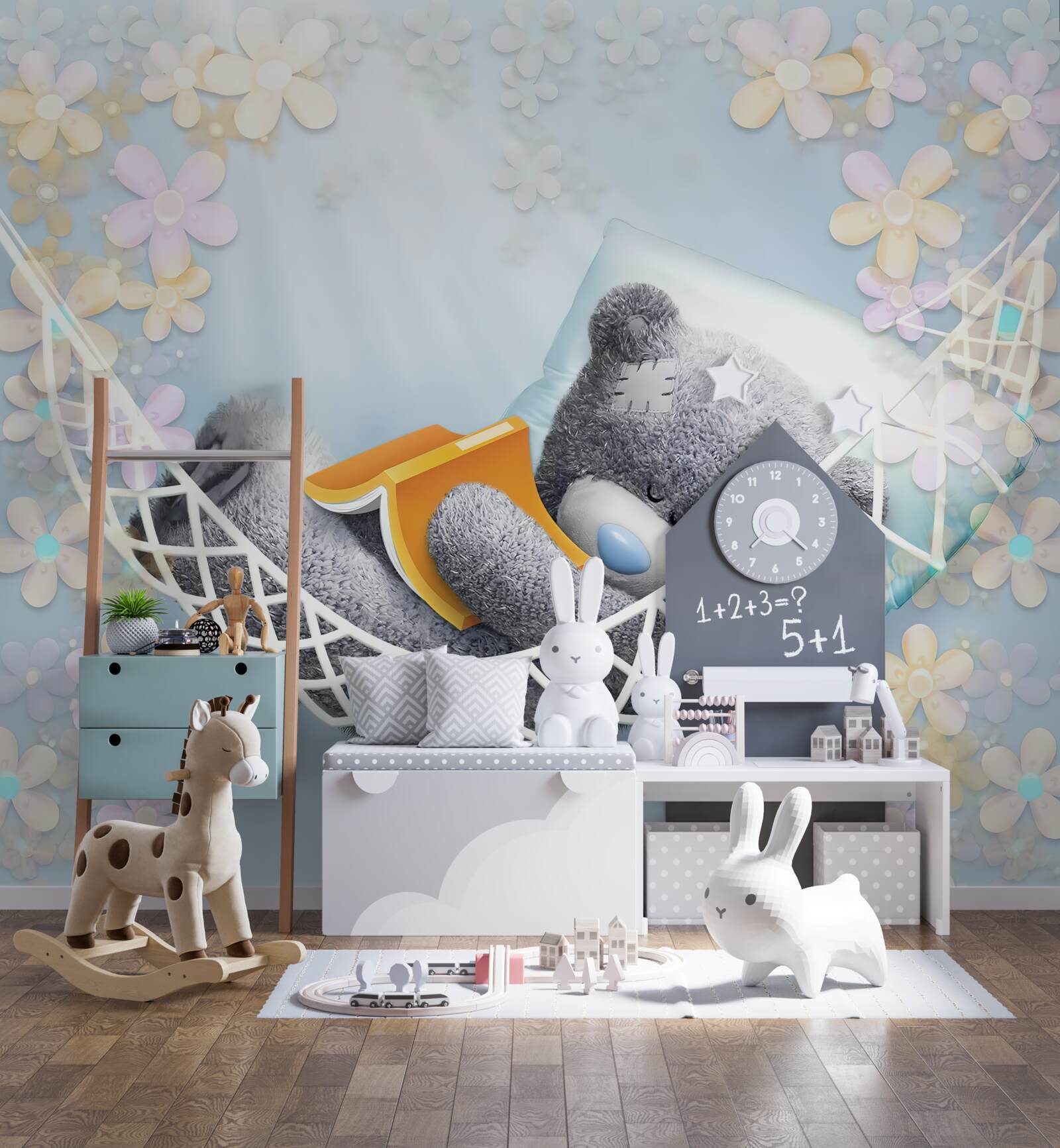 Fototapeta medvedík sedí v hojdacej sieti