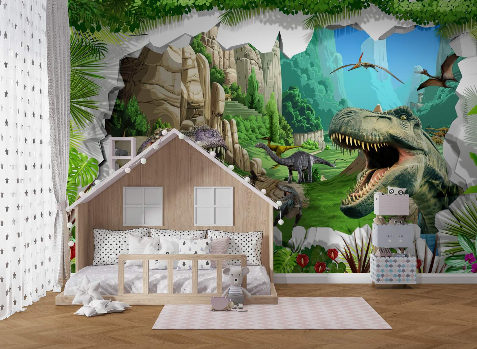 Fototapeta hory a dinosaury