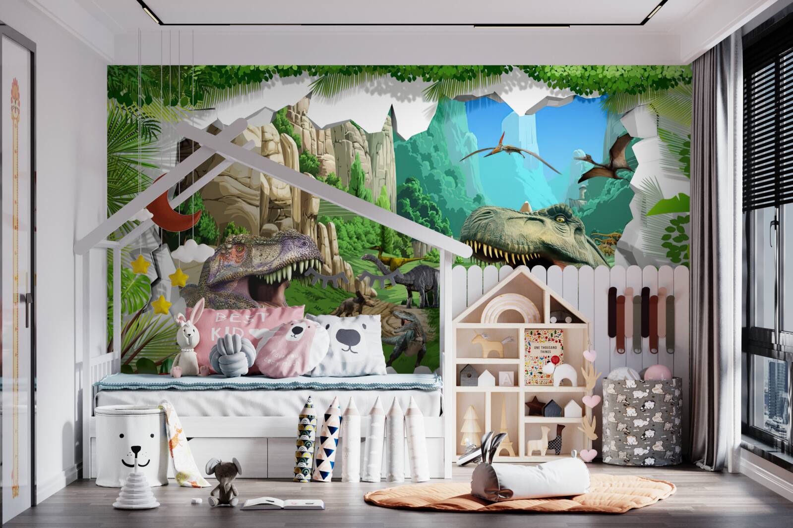 Fototapeta hory a dinosaury