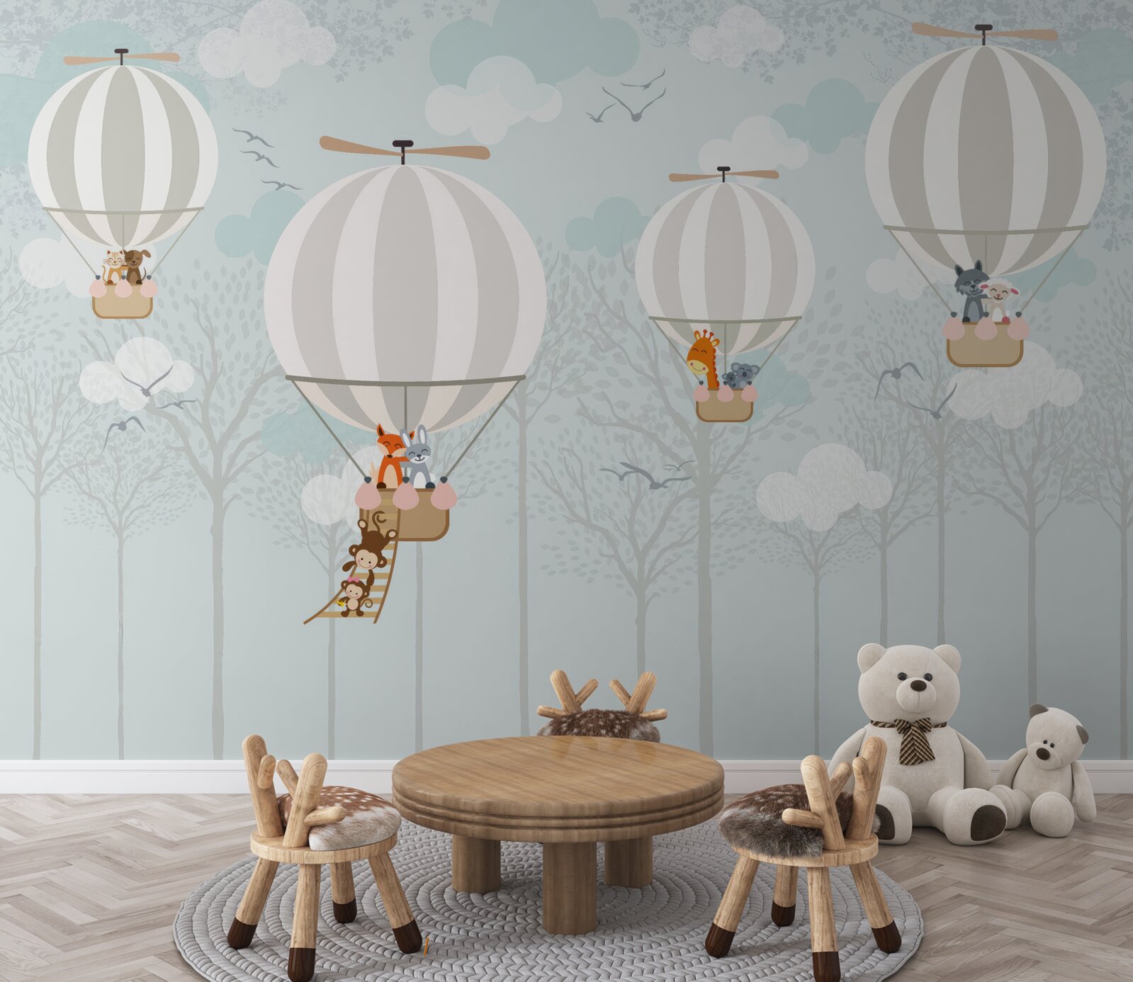 Fototapeta teplovzdušný balón súvisiaci s ilustráciou