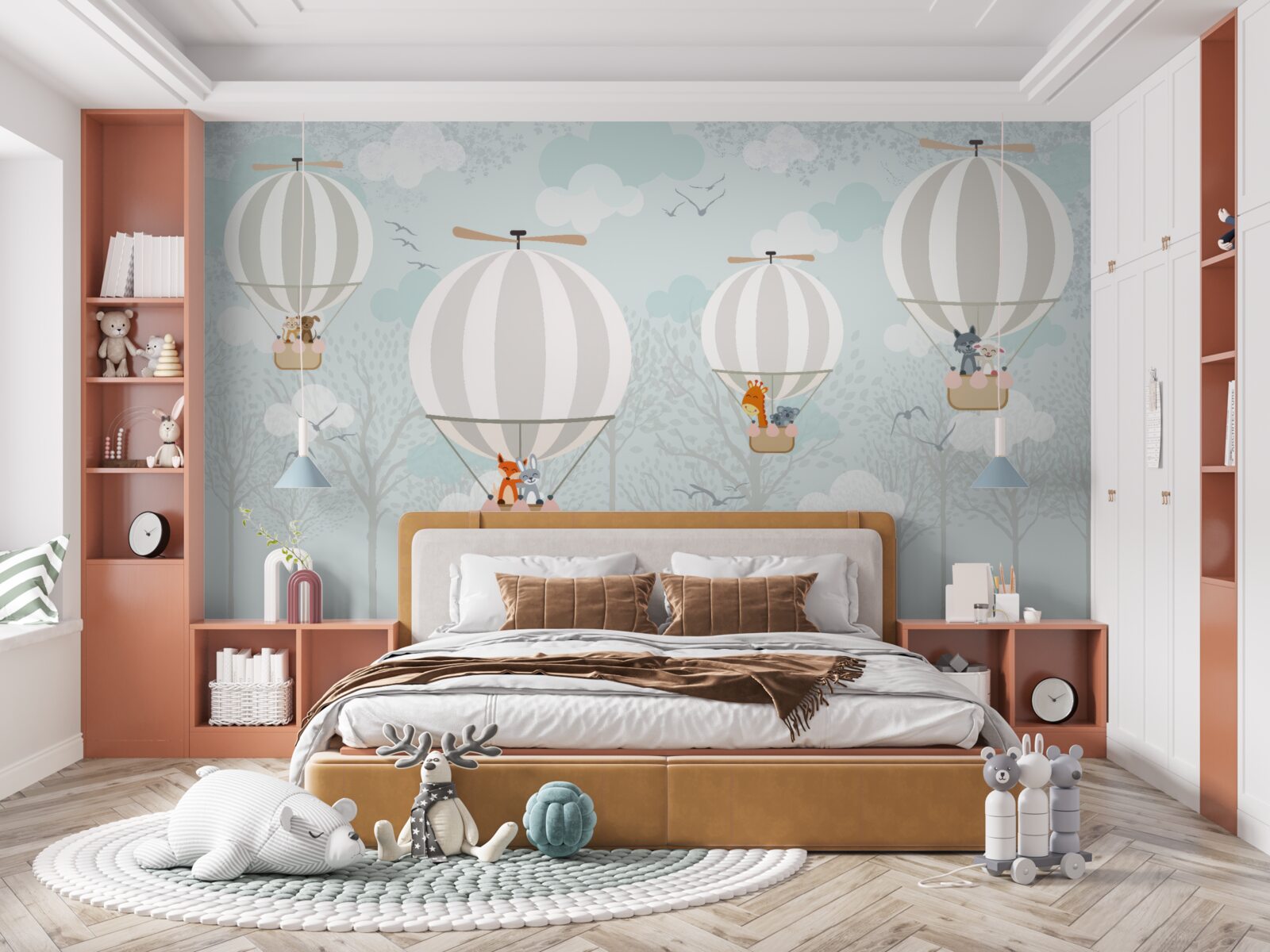 Fototapeta teplovzdušný balón súvisiaci s ilustráciou