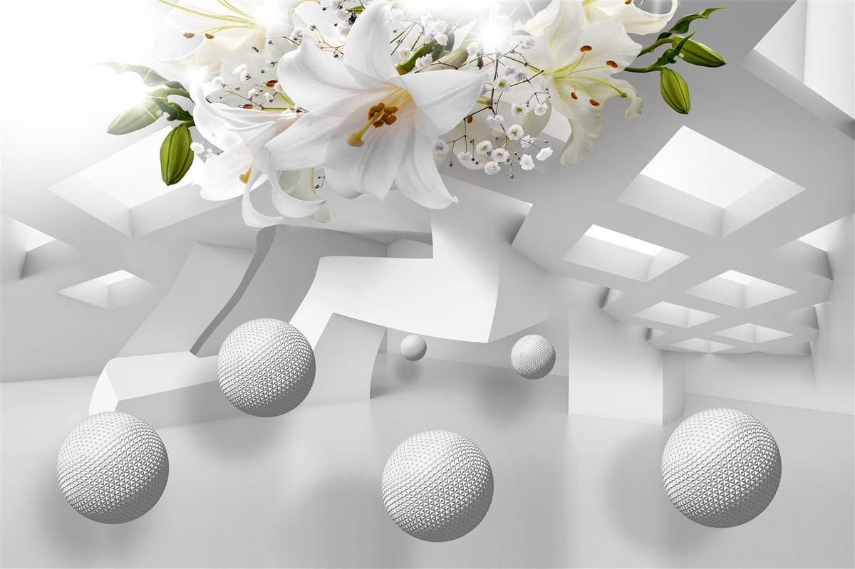 Fototapeta balóny s ľaliami vo vesmíre