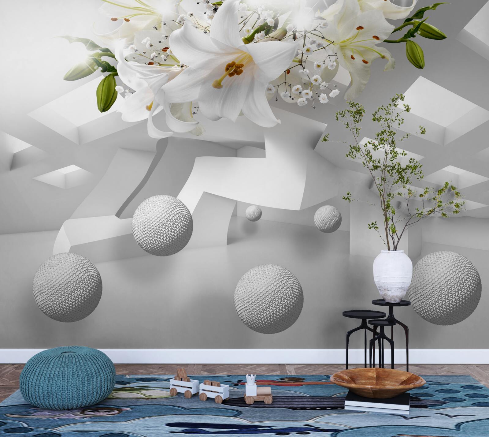 Fototapeta balóny s ľaliami vo vesmíre