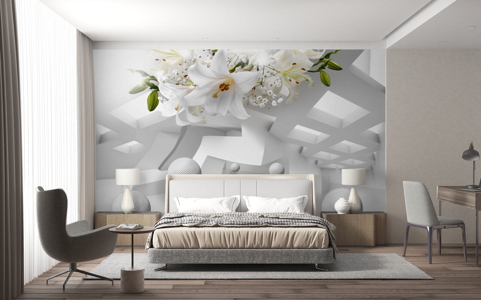 Fototapeta balóny s ľaliami vo vesmíre