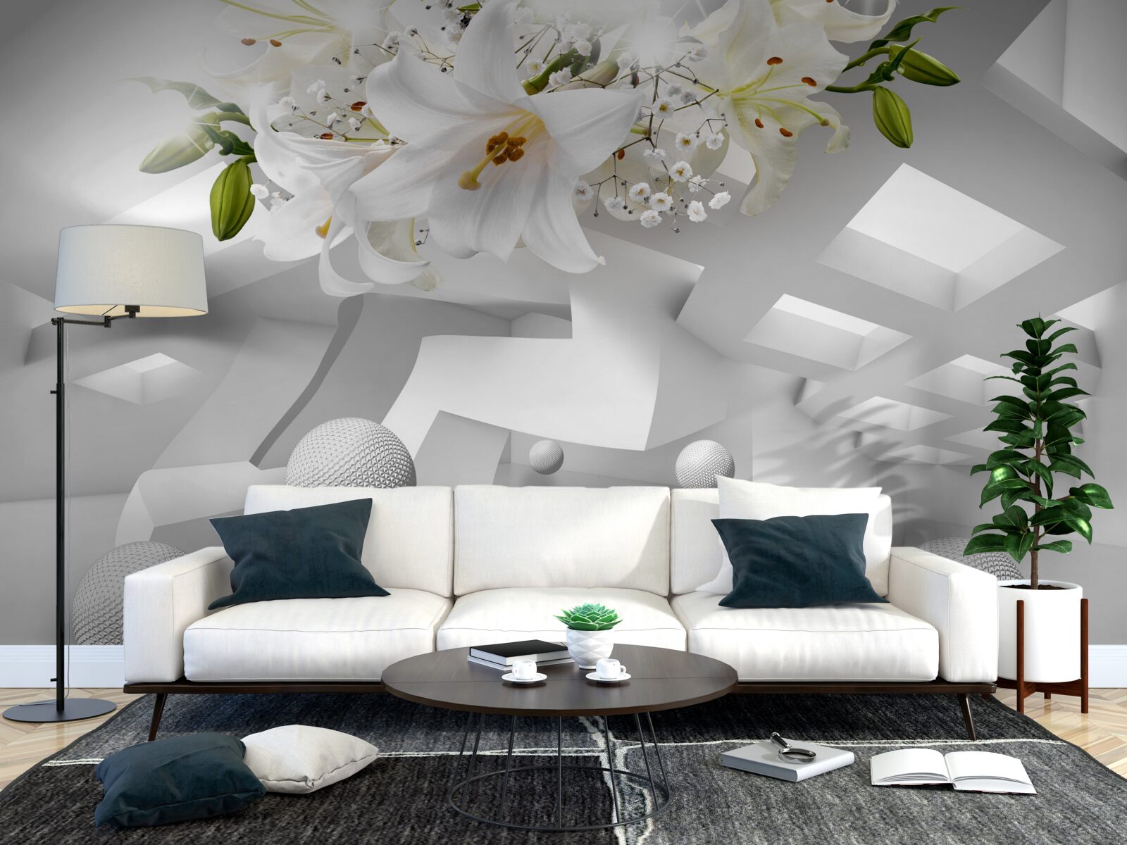 Fototapeta balóny s ľaliami vo vesmíre