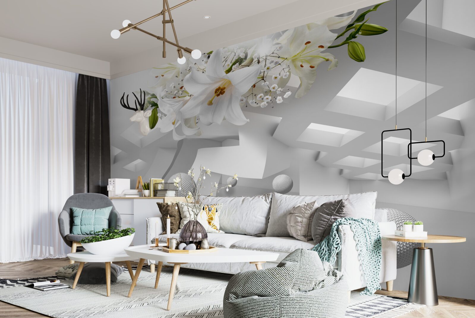 Fototapeta balóny s ľaliami vo vesmíre