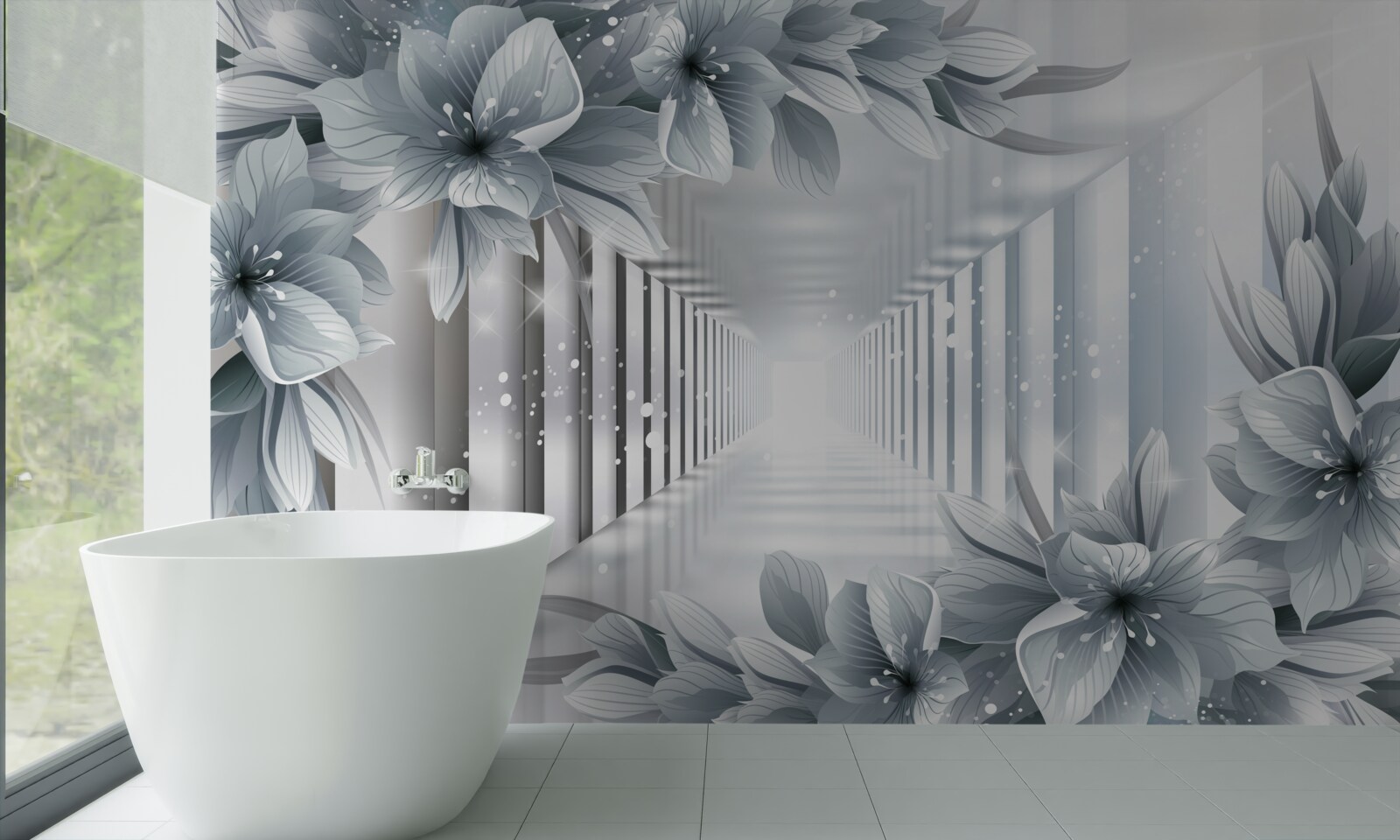 Fototapeta nekonečný tunel a farebné rastliny