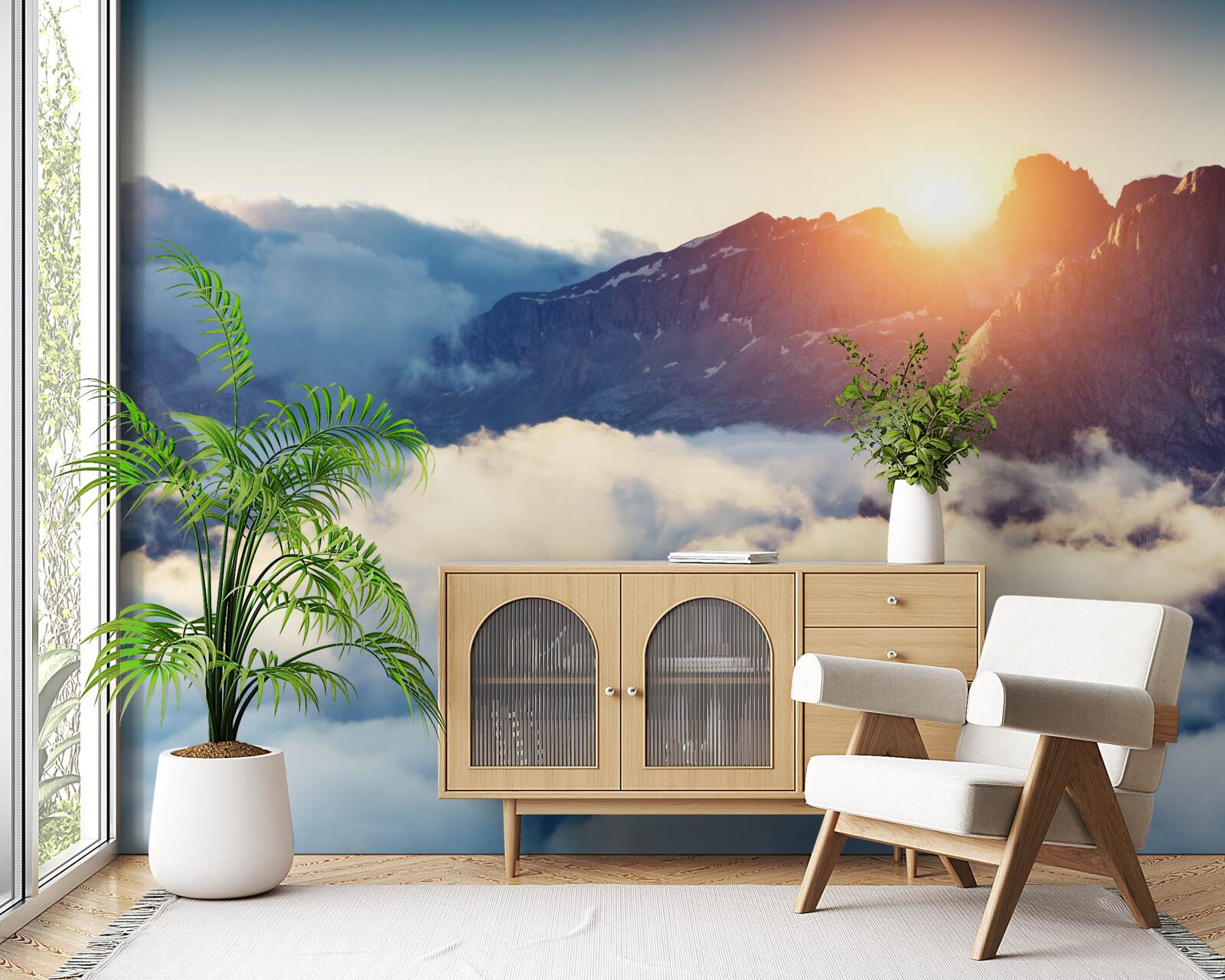 Fototapeta západ slnka v horskej krajine