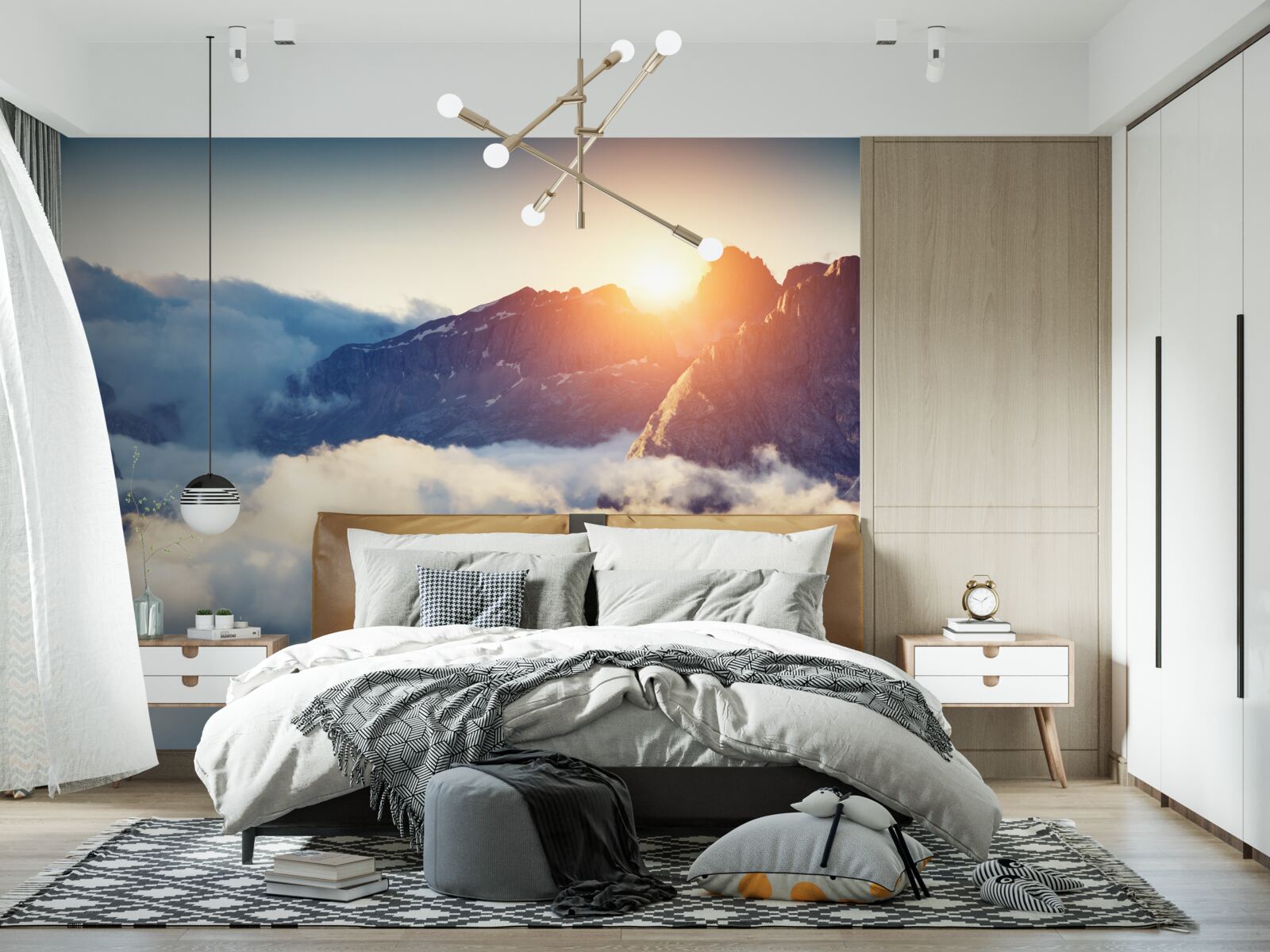 Fototapeta západ slnka v horskej krajine