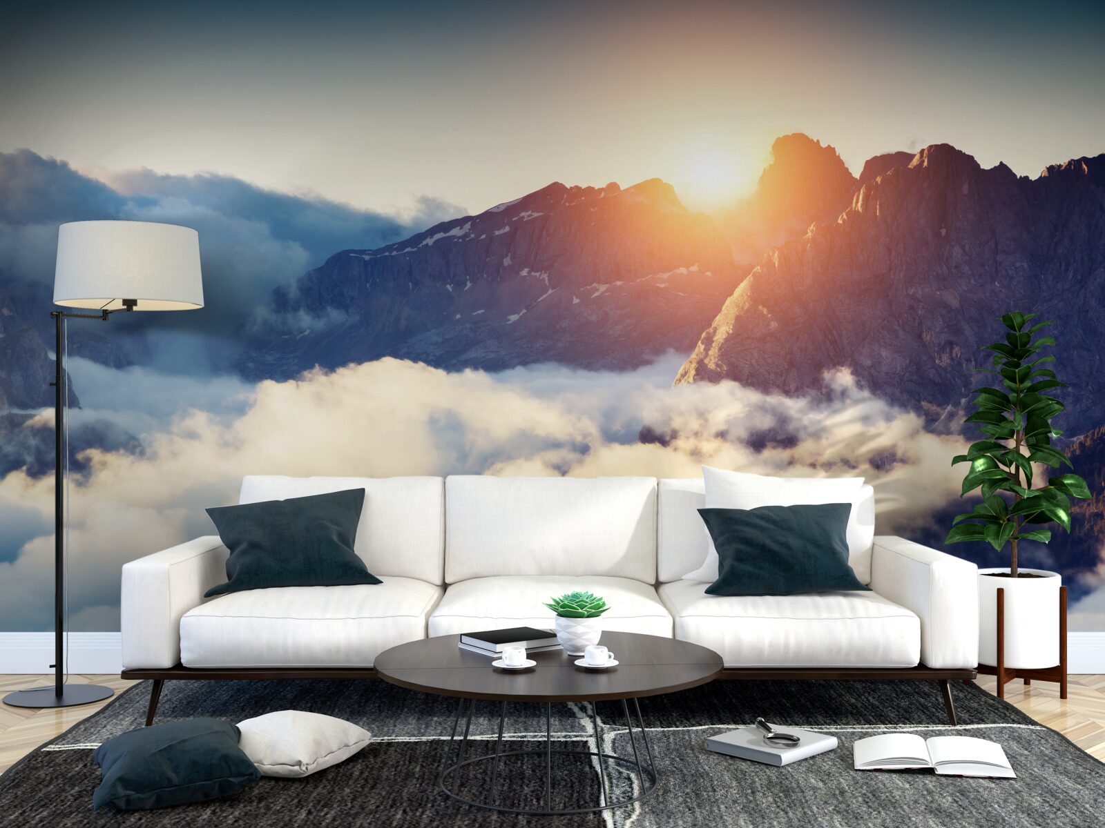 Fototapeta západ slnka v horskej krajine