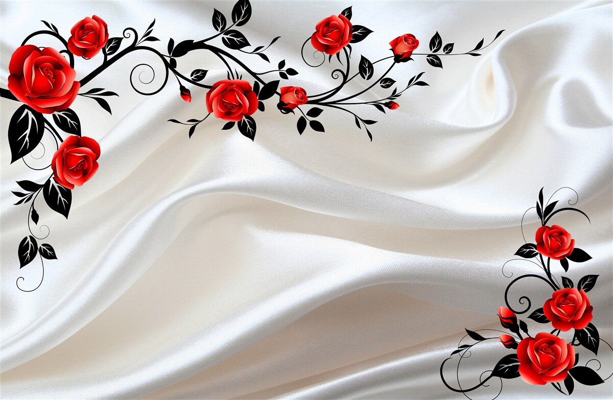 Fototapeta satén je zdobený ružičkami