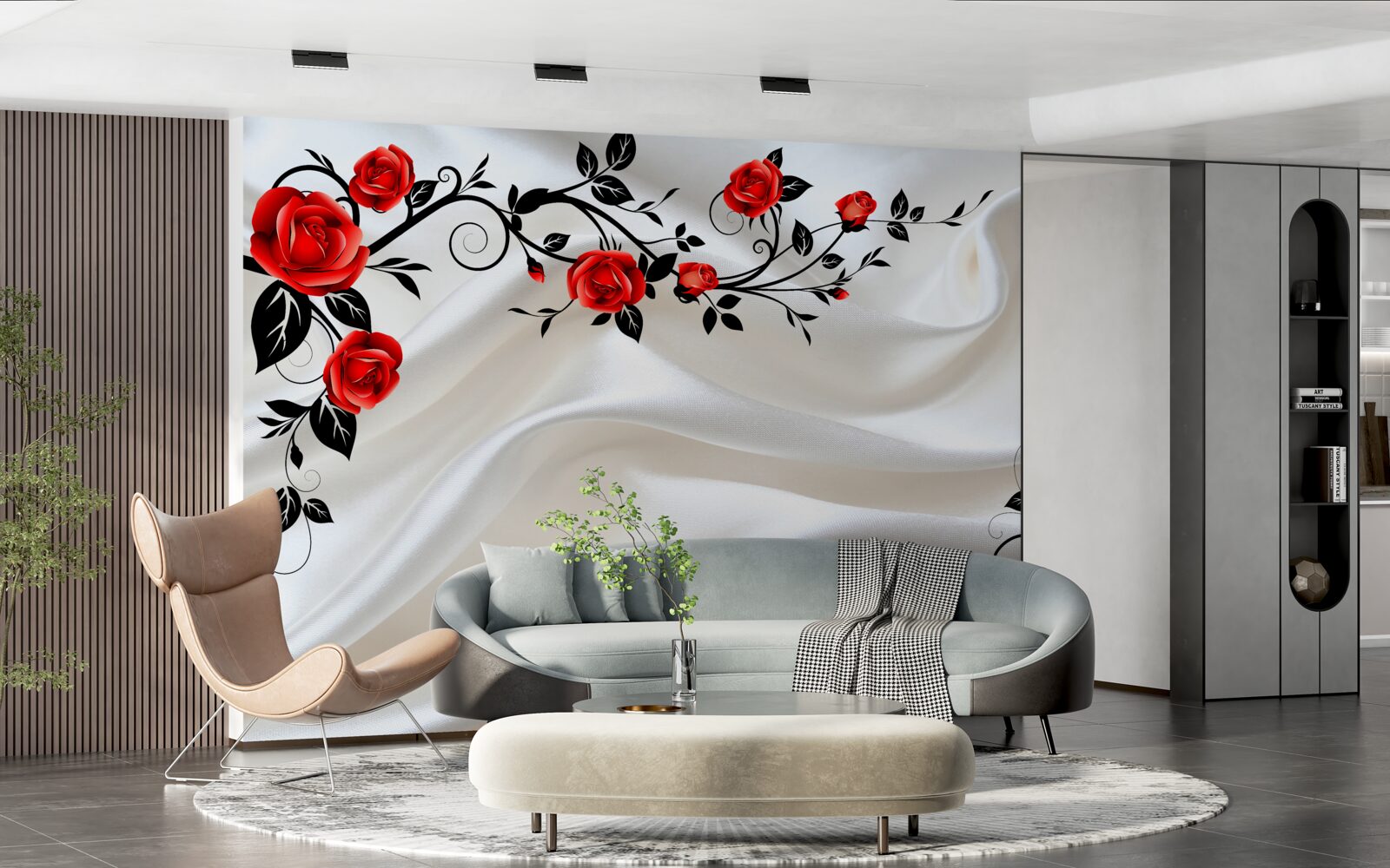 Fototapeta satén je zdobený ružičkami